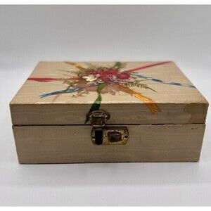 Antique Jewelry Box, Yellow Satin & Velvet MELE Style Project Refinish